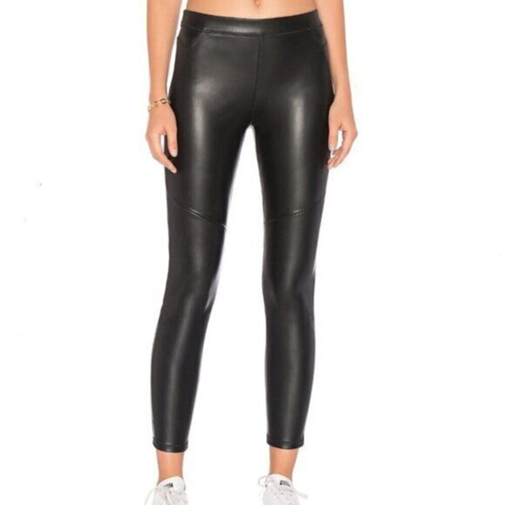 Free People Vegan Legging Black Faux Leather Stretch Skinny Ankle size 27